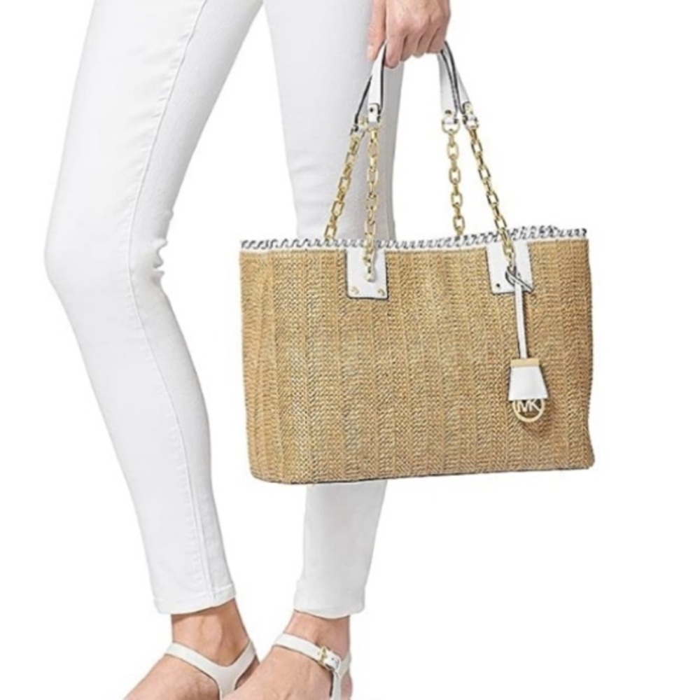 Like new Michael Kors Straw Rosalie shoulder bag